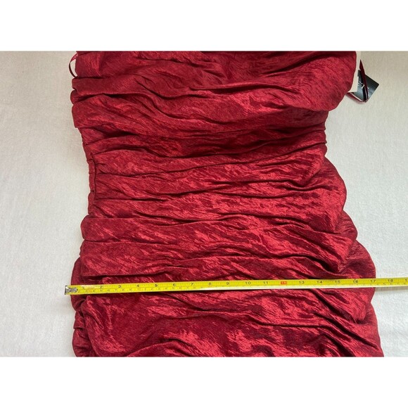 NWT Cachet Women's 10 Red Bodycon Dress Beaded Satin Ruched Mini Y2K Party Scoop - Picture 7 of 10